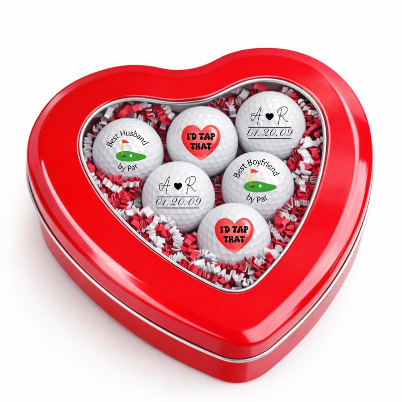 Valentine’S Golf Gift Set for Him Heart Tin Gift Box for Boyfriend Husband Golf Lover Gift with Romantic Charm