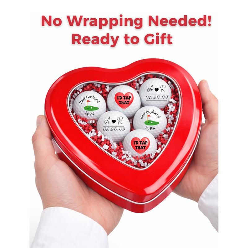 Valentine’S Golf Gift Set for Him Heart Tin Gift Box for Boyfriend Husband Golf Lover Gift with Romantic Charm